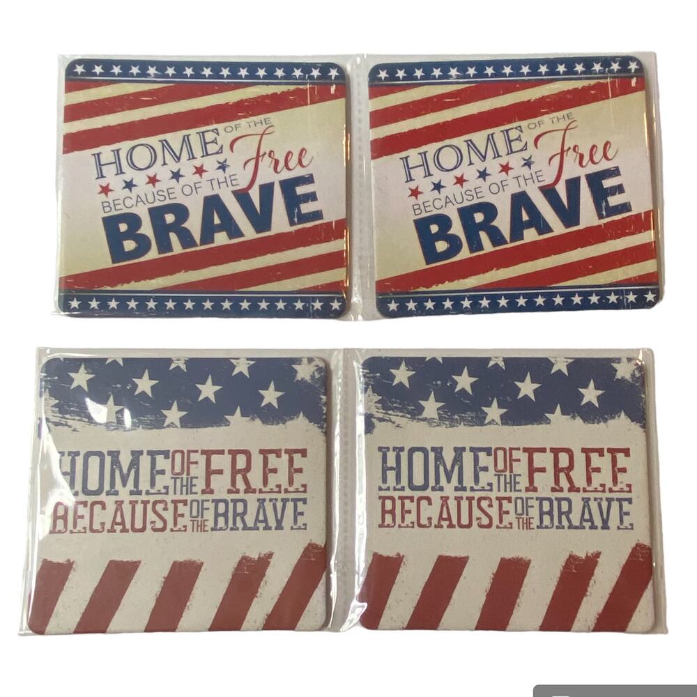 VFW Patriotic Coasters Cardboard Set of 4 Veteran Advertising Promo Collect